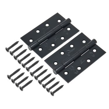 Click Here To Enlarge This Photo Of Eclipse 14345 Grade 7 Matt Black &lpar;Stainless Steel&rpar; Slim Knuckle Ball Bearing Hinges 102 x 67 x 2mm