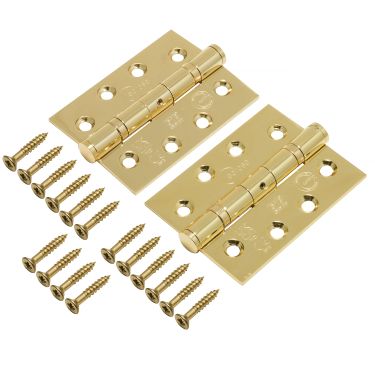 Click Here To Enlarge This Photo Of Eclipse 14882 Grade 13 Polished Brass &lpar;Stainless Steel&rpar; Ball Bearing Hinges 102 x 76 x 3mm