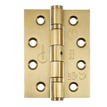 Click Here To Enlarge This Photo Of Eclipse 14854SBP Grade 13 Satin Brass &lpar;Stainless Steel&rpar; Ball Bearing Hinges 102 x 76 x 3mm