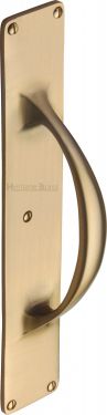 Click Here To Enlarge This Photo Of V1155-SB Heritage Brass Door Pull Handle on Plate Satin Brass Finish