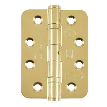 Click Here To Enlarge This Photo Of Eclipse 14879 Grade 13 Polished Brass &lpar;Stainless Steel&rpar; Ball Bearing Radius Corner Hinges 102 x 76 x 3mm