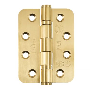 Click Here To Enlarge This Photo Of Eclipse 14869SBP Grade 13 Satin Brass &lpar;Stainless Steel&rpar; Ball Bearing Radius Corner Hinges 102 x 76 x 3mm