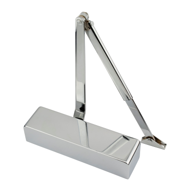 Click Here To Enlarge This Photo Of Eclipse 28988 Size 2-4 CE Certified Overhead Door Closer with Polished Chrome Radius Cover & Arm