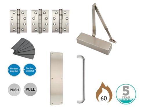 Click Here To Enlarge This Photo Of Eclipse 24460 Commercial Passage Way Non-Locking Fire Door Pack &lpar;FD30&sol;60&rpar; Satin Stainless Steel