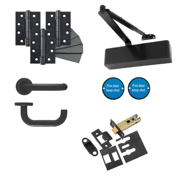 Click Here To Enlarge This Photo Of Eclipse 24472 Commercial Office Non-Locking Heavy Duty Fire Door Pack - Matt Black