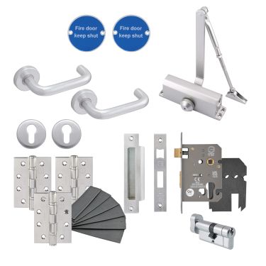 Click Here To Enlarge This Photo Of Eclipse 24451 Contractors Passage Way Sash-Locking Fire Door Pack &lpar;FD30&sol;60&rpar; Aluminium