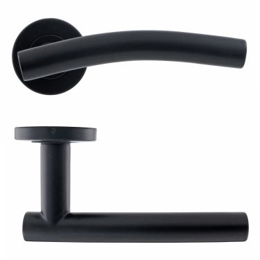 Click Here To Enlarge This Photo Of Eclipse 34904 Matt Black SS 19mm Arched Lever on Round Rose Set