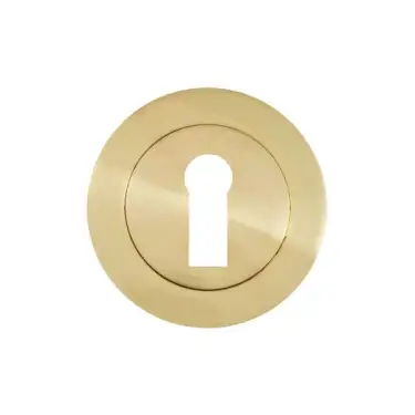 Click Here To Enlarge This Photo Of Eclipse 62861 Satin Brass Standard Keyway Escutcheon on Round Rose &lpar;Freestyle Range&rpar;