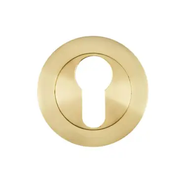 Click Here To Enlarge This Photo Of Eclipse 62863 Satin Brass Euro Profile Escutcheon on Round Rose &lpar;Freestyle Range&rpar;