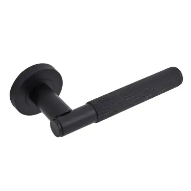 Click Here To Enlarge This Photo Of Eclipse 63231 Matt Black Knurled Lever on Round Rose Set &lpar;Insignia Range&rpar;
