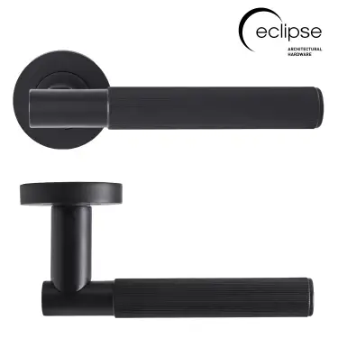 Click Here To Enlarge This Photo Of Eclipse 63241 Matt Black 'Linear' Lever on Round Rose Set &lpar;Insignia Range&rpar;