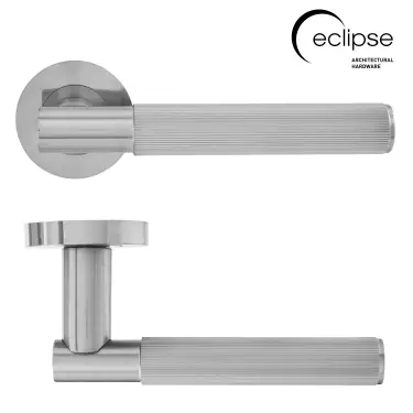 Click Here To Enlarge This Photo Of Eclipse 63242 Satin Nickel 'Linear' Lever on Round Rose Set &lpar;Insignia Range&rpar;