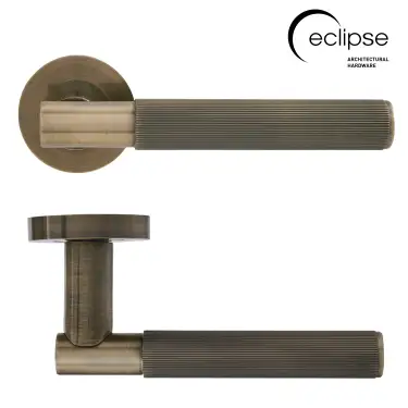 Click Here To Enlarge This Photo Of Eclipse 63245 Antique Bronze 'Linear' Lever on Round Rose Set &lpar;Insignia Range&rpar;