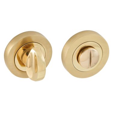 Click Here To Enlarge This Photo Of Eclipse 63590 Polished&sol;Satin Brass Thumbturn & Release on Round Rose &lpar;Insignia Range&rpar;