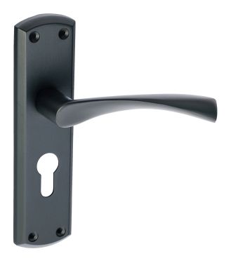 Click Here To Enlarge This Photo Of Eclipse 63724 Matt Black 'Monza' Lever Euro Profile Lock &lpar;47&period;5mm&rpar; Set