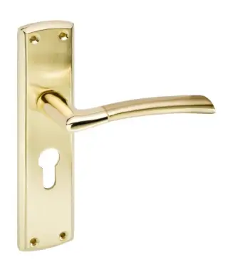 Click Here To Enlarge This Photo Of Eclipse 63152 Polished&sol;Satin Brass 'Tifosi' Lever Euro Profile Lock &lpar;47&period;5mm&rpar; Set
