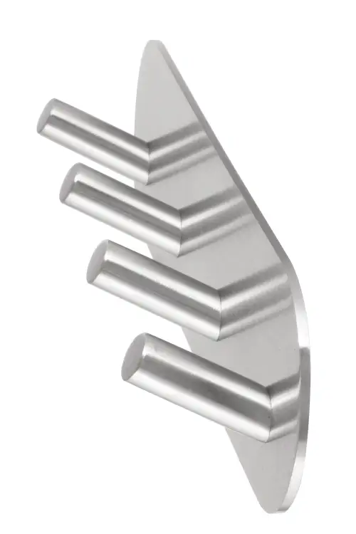 Click Here To Enlarge This Photo Of Eclipse 34736 Satin Stainless Steel Self Adhesive Quad Angled Coat Hook
