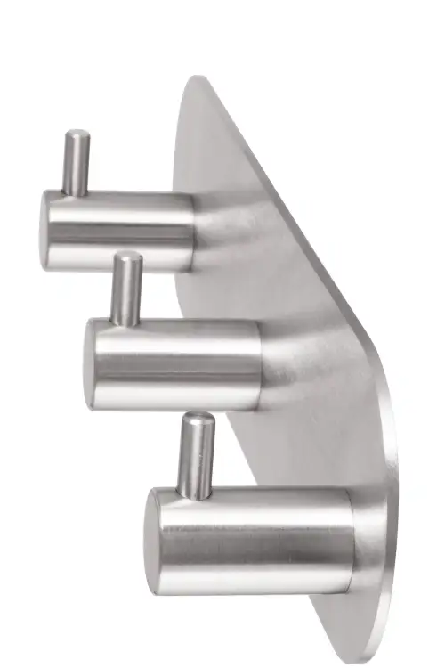 Click Here To Enlarge This Photo Of Eclipse 34739 Satin Stainless Steel Self Adhesive Trio Coat Hook