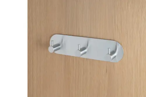 Click Here To Enlarge This Photo Of Eclipse 34739 Satin Stainless Steel Self Adhesive Trio Coat Hook