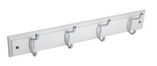 Eclipse 94501 Polished Chrome Hat & Hooks &lpar;4&rpar; on White Board 460mm x 70mm