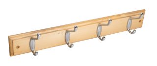Eclipse 94503 Polished Chrome Hat & Hooks &lpar;4&rpar; on Pine Board 460mm x 70mm