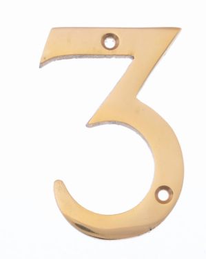 Click Here To Enlarge This Photo Of Eclipse 21183 Polished Brass 76mm Victorian Pattern Face Fix Numeral 3