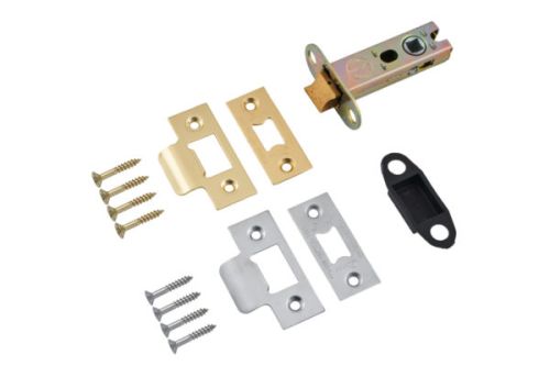 Click Here To Enlarge This Photo Of Eclipse 71280 76mm Bolt Through Heavy Duty CE Fire Rated Tubular Mortice Latch - Polished Brass&sol;Satin Chrome