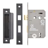 Eclipse 71511 76mm CE Fire Rated 3 Lever Mortice Sashlock - Matt Black