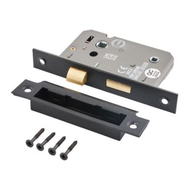 Click Here To Enlarge This Photo Of Eclipse 71512 63mm CE Fire Rated Mortice Bathroom Lock - Matt Black