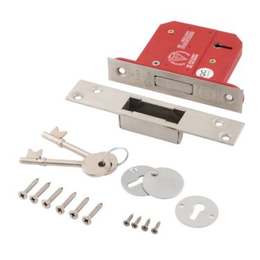 Click Here To Enlarge This Photo Of Eclipse 70065 63mm Heavy Duty 5 Lever Mortice Deadlock &lpar;BS3621&rpar; - Satin Chrome