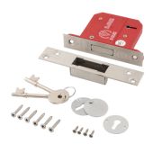 Eclipse 70067 76mm Heavy Duty 5 Lever Mortice Deadlock &lpar;BS3621&rpar; - Satin Chrome