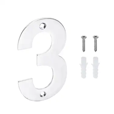Click Here To Enlarge This Photo Of Eclipse 34773 Polished Stainless Steel &lpar;G304&rpar; 102mm Face Fix Numeral 3