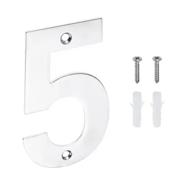 Click Here To Enlarge This Photo Of Eclipse 34775 Polished Stainless Steel &lpar;G304&rpar; 102mm Face Fix Numeral 5