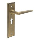 BUR10KIT11 Frelan Hardware Burlington Mayfair Door Handles on 47&period;5mm Euro Backplate Antique Brass