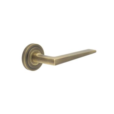 Click Here To Enlarge This Photo Of BUR10KIT3 Frelan Hardware Burlington Mayfair Door Handles on Stepped Rose Antique Brass