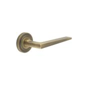 BUR10KIT3 Frelan Hardware Burlington Mayfair Door Handles on Stepped Rose Antique Brass