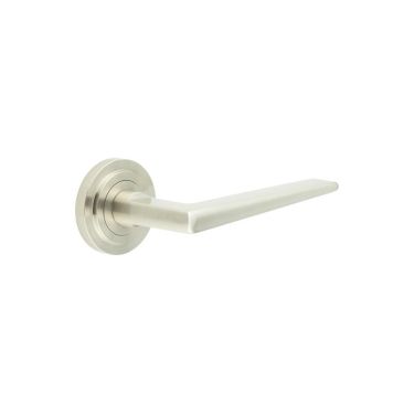 Click Here To Enlarge This Photo Of BUR10KIT315 Frelan Hardware Burlington Mayfair Door Handles on Stepped Rose Satin Nickel
