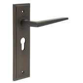 BUR10KIT89 Frelan Hardware Burlington Mayfair Door Handles on 47&period;5mm Euro Backplate Dark Bronze