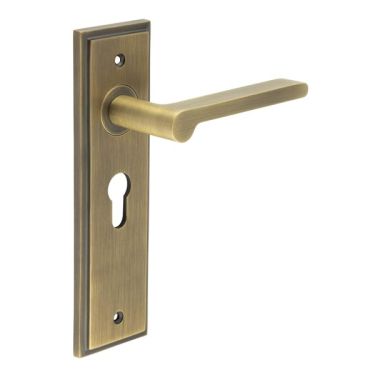 Click Here To Enlarge This Photo Of BUR15KIT11 Frelan Hardware Burlington Fitzrovia Door Handles on 47&period;5mm Euro Backplate Antique Brass