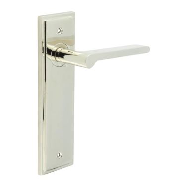 Click Here To Enlarge This Photo Of BUR15KIT164 Frelan Hardware Burlington Fitzrovia Door Handles on Latch Backplate Polished Nickel