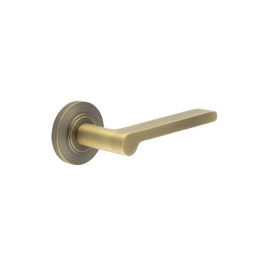Click Here To Enlarge This Photo Of BUR15KIT2 Frelan Hardware Burlington Fitzrovia Door Handles on Chamfered Rose Antique Brass
