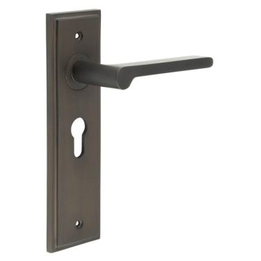 Click Here To Enlarge This Photo Of BUR15KIT89 Frelan Hardware Burlington Fitzrovia Door Handles on 47&period;5mm Euro Backplate Dark Bronze