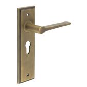 BUR20KIT11 Frelan Hardware Burlington Knightbridge Door Handles on 47&period;5mm Euro Backplate Antique Brass