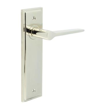 Click Here To Enlarge This Photo Of BUR20KIT164 Frelan Hardware Burlington Knightbridge Door Handles on Latch Backplate Polished Nickel