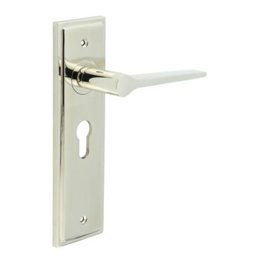 Click Here To Enlarge This Photo Of BUR20KIT167 Frelan Hardware Burlington Knightbridge Door Handles on 47&period;5mm Euro Backplate Polished Nickel