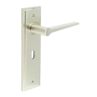 Click Here To Enlarge This Photo Of BUR20KIT321 Frelan Hardware Burlington Knightbridge Door Handles on 57mm Lock Backplate Satin Nickel