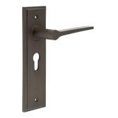 BUR20KIT89 Frelan Hardware Burlington Knightbridge Door Handles on 47&period;5mm Euro Backplate Dark Bronze