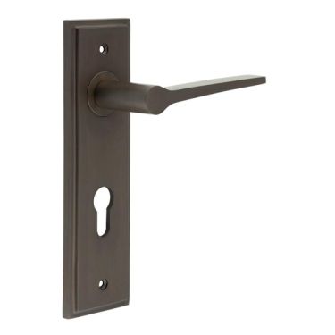 Click Here To Enlarge This Photo Of BUR20KIT90 Frelan Hardware Burlington Knightbridge Door Handles on 72mm Din Euro Backplate Dark Bronze
