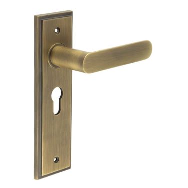 Click Here To Enlarge This Photo Of BUR25KIT11 Frelan Hardware Burlington Kensington Door Handles on 47&period;5mm Euro Backplate Antique Brass