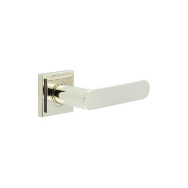 Click Here To Enlarge This Photo Of BUR25KIT163 Frelan Hardware Burlington Kensington Door Handles on Square Stepped Rose Polished Nickel